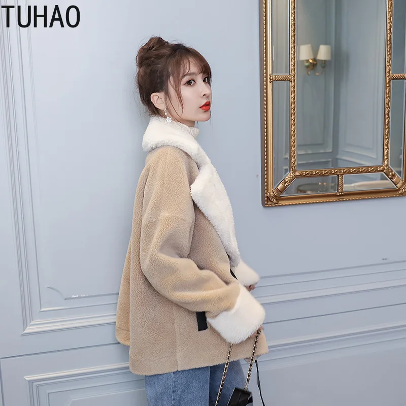 TUHAO/вечерние женские пальто для офиса, теплое зимнее пальто из искусственного меха в стиле пэчворк, уличная женская меховая куртка с длинным рукавом, верхняя одежда WM49