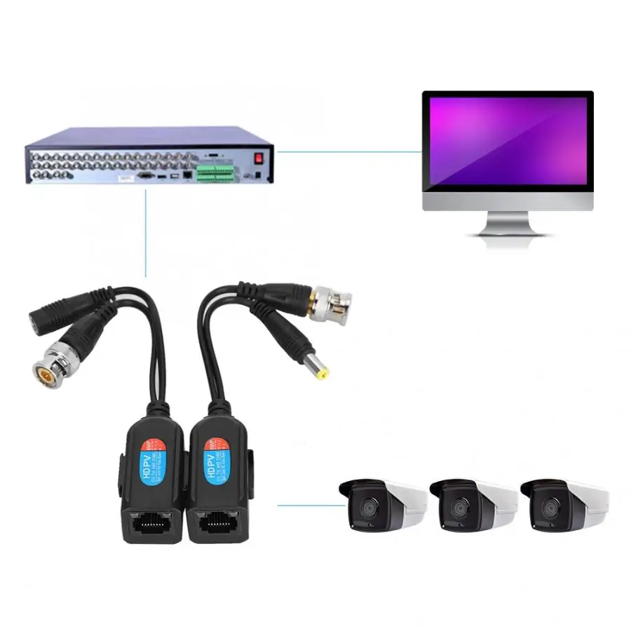 12 V-48 V 8MP видео балун Мощность передачи сигнала CVI/AHD TVI/CVBS передатчик с витой парой