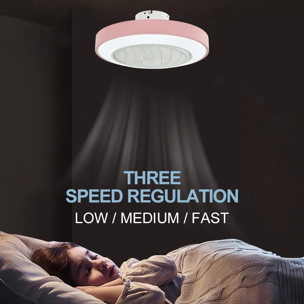 Modern Nordic Simple Ceiling Fan Light Acrylic LED Smart Mute Remote Dimming AC 220V Children's Bedroom Ceiling Light