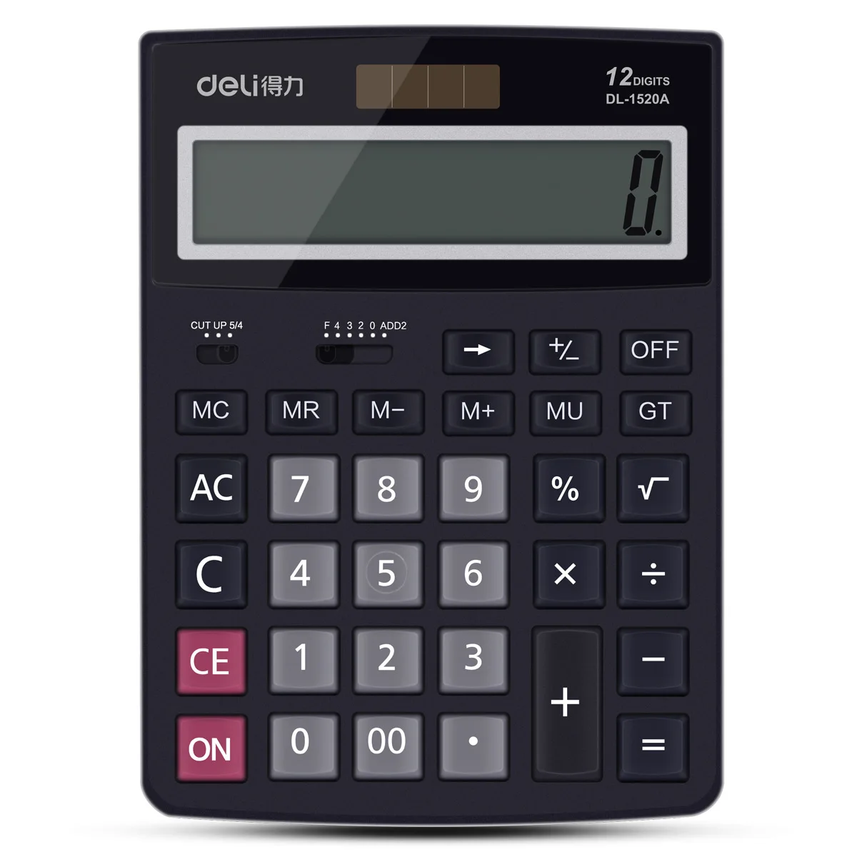 

Deli Calculator 1521A Desktop Calculator 12 Digits Large Keys Big Screen Black And White with Pattern Solar Dual Power