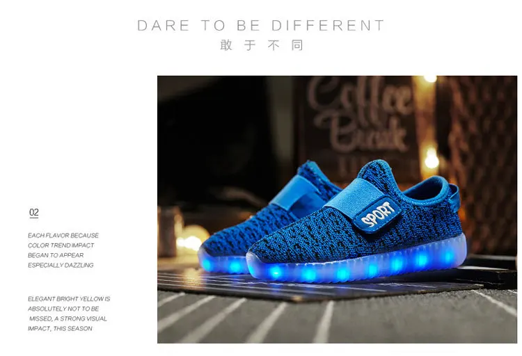 Children's Casual Sports Shoes Led Radiant Shoes Charging Flying Woven Shoes