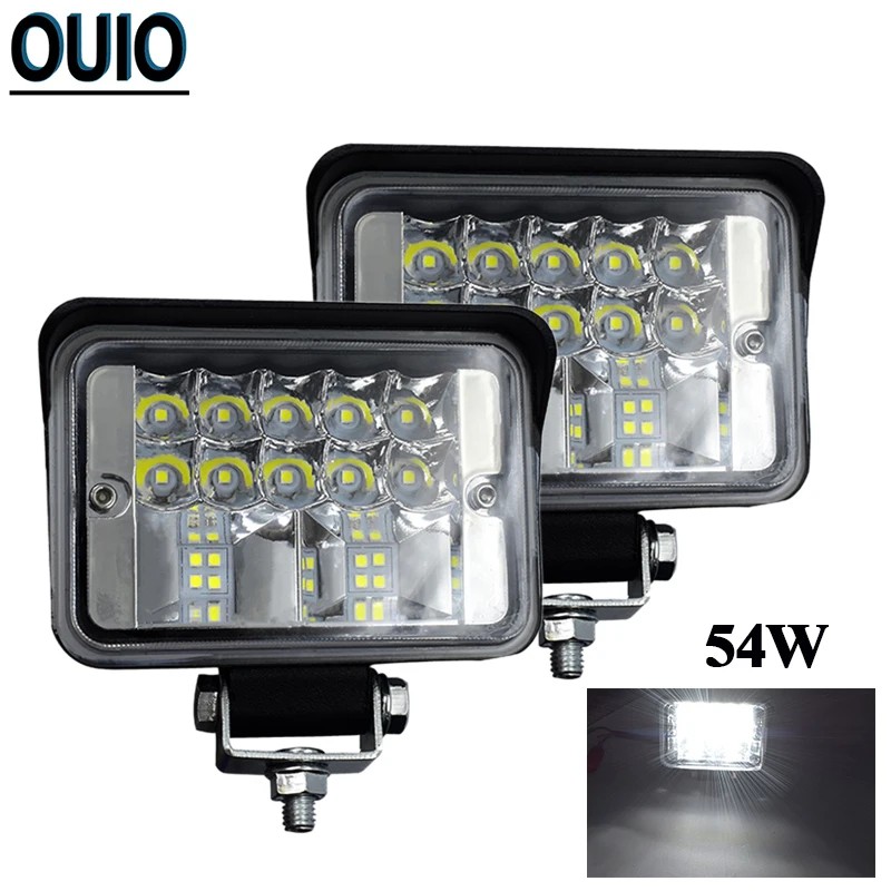 

54W Work Light Bar 4x4 Off Road 12 Volt 18 LED Lighting Car Food Beam Offroad Driving Lamps 12V 24V Waterproof Fog Lights 6000K