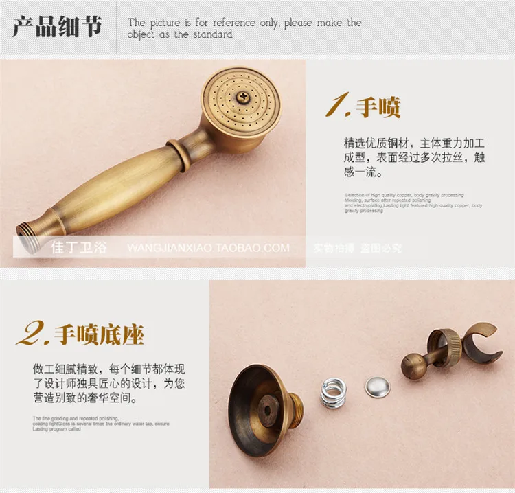 Bathroom Retro antique copper Brass Bathtub Shower Set Wall Mounted Rainfall Shower Mixer Tap Faucet 3-functions Mixer Valve