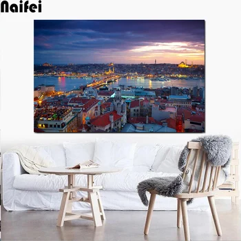 

diy 5d mosaic full embroidery Turkey Istanbul city landscape diamond painting square round drill paint with diamonds