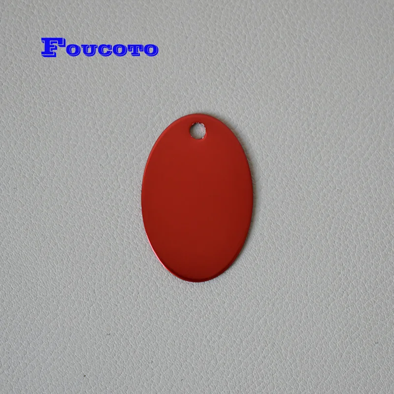 Red 10pcs metal anti-lost id tags personalized aluminum dog id tags customized puppy name phone pendant pet necklace collar harness - Цвет: Red