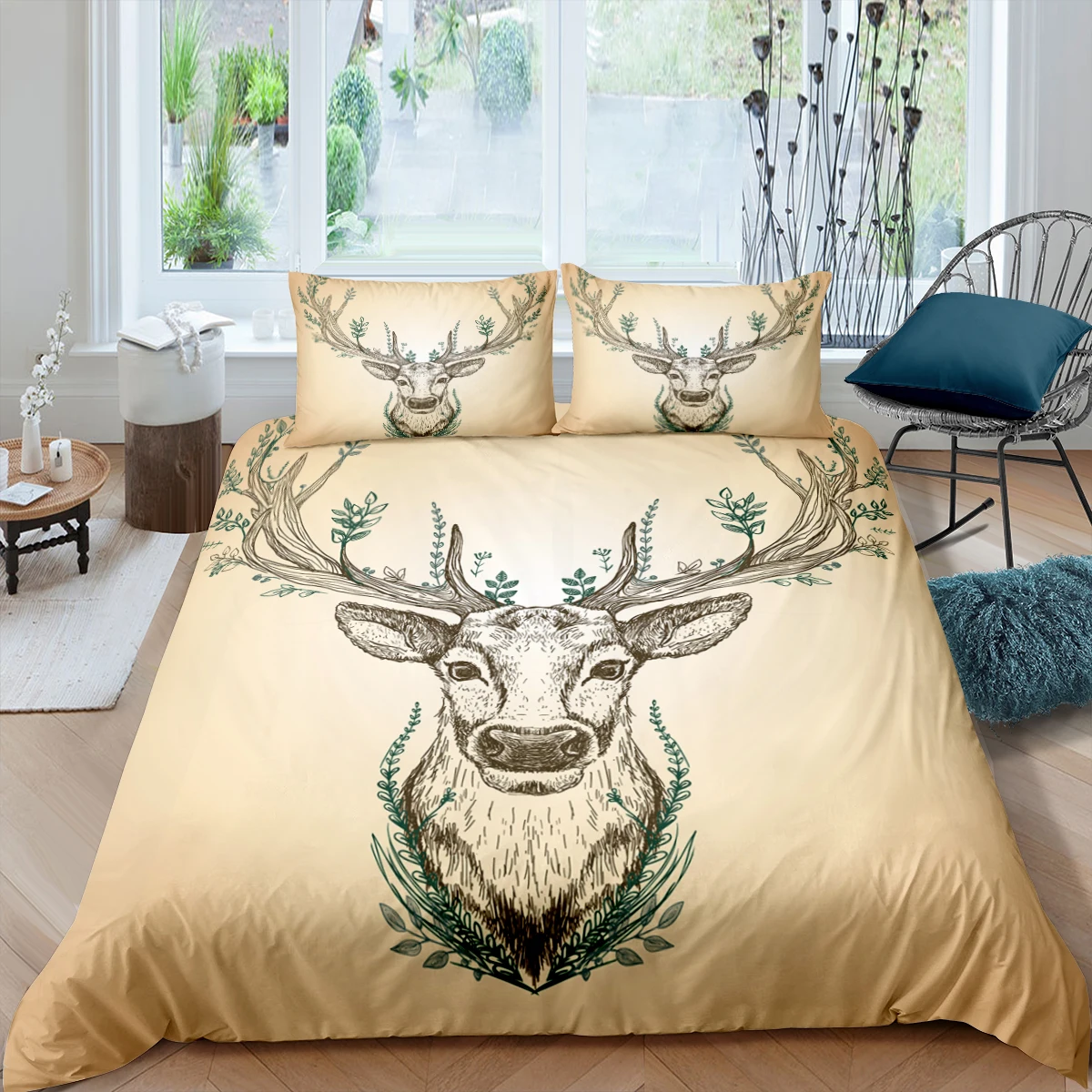 Home Living Luxury 3D Stag Bedding Set Duvet Cover Set Pillowcase Kids Bedding Set Queen and King EU/US/AU/UK Size 