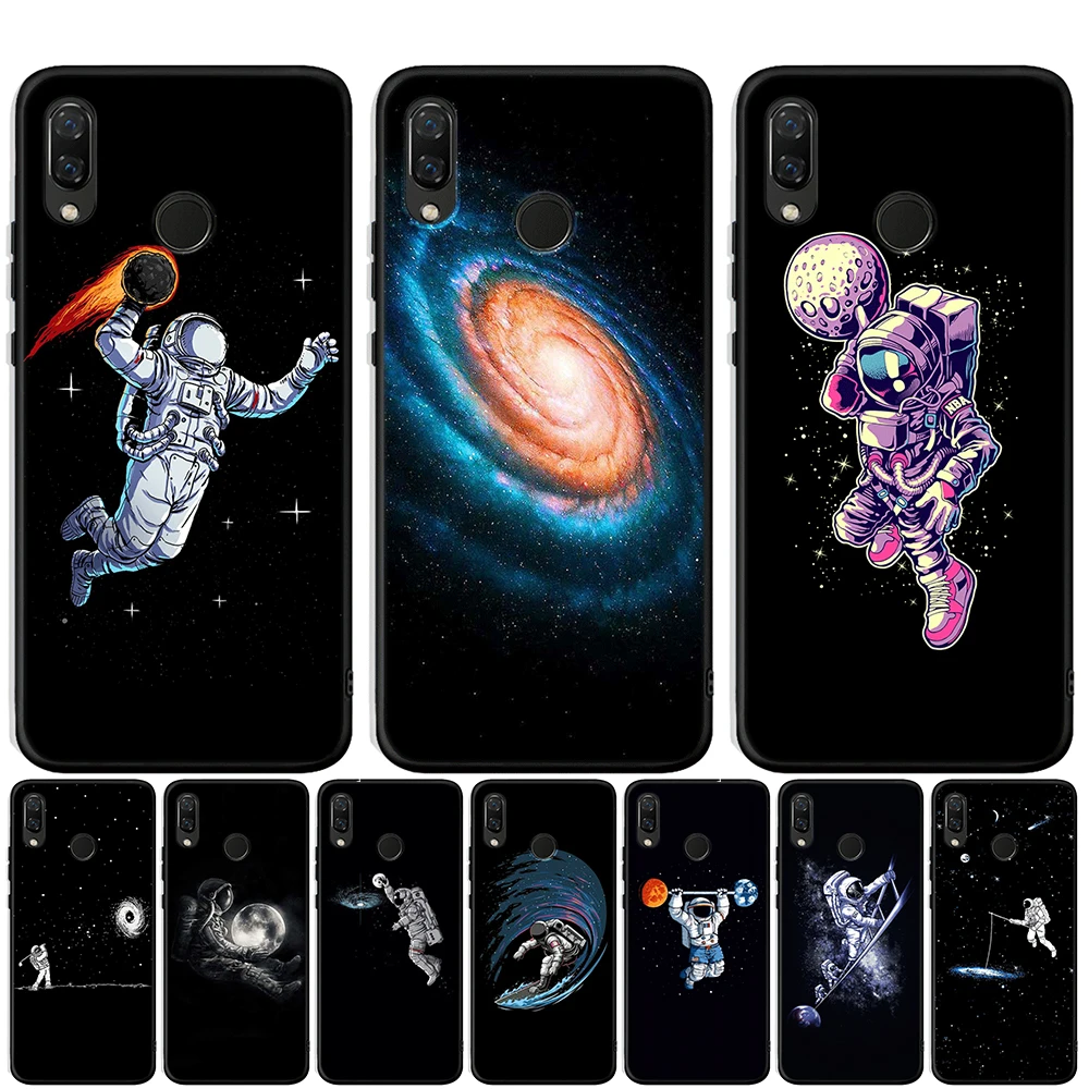 

Luxury Space Moon Astronaut Case Coque For Honor 20 Pro 10 9 9i 8 Lite 8X 8C 8S 7A 7X V20 View 20 Silicone Cases Cover Fundas