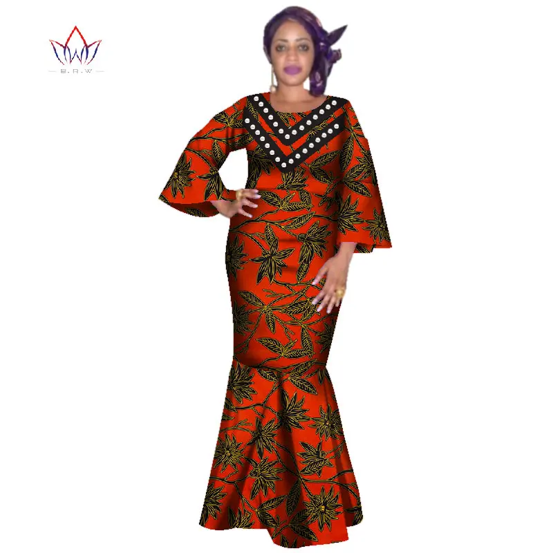 Новое Африканское женское платье Базен Дашики Африканский принт платья для женщин хлопок женская одежда с круглым вырезом 6xl 5xl натуральный WY3229