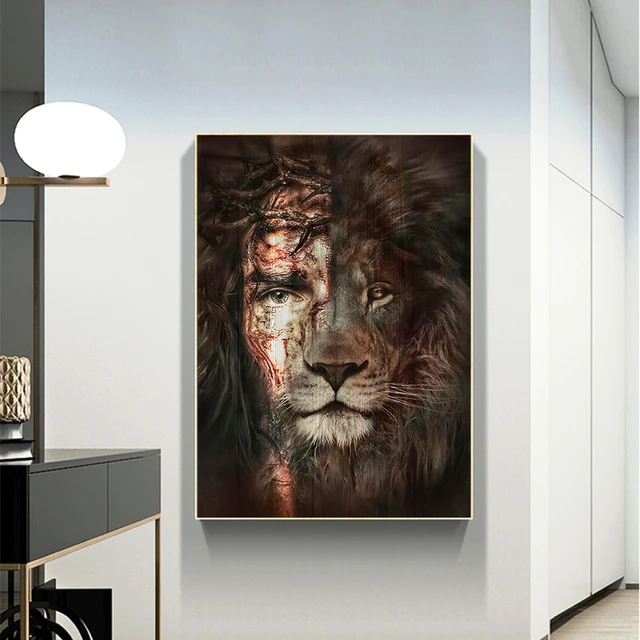 名画彫刻画ライオンLION