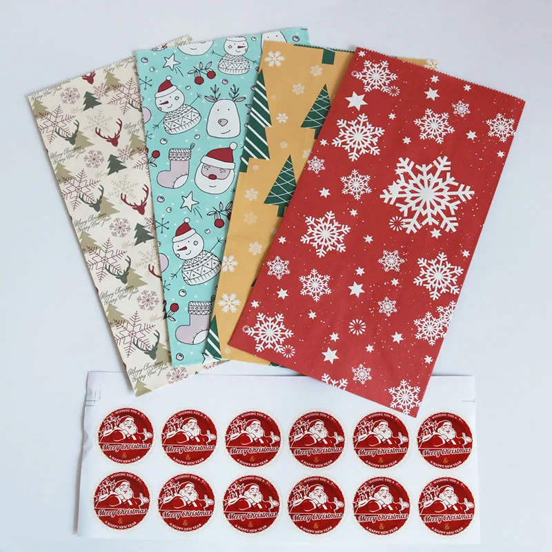 24pcs mix design Рождественская сумка для конфет Navidad вечерние сумки для печенья Новогодние украшения для дома - Цвет: 24pcs mix design