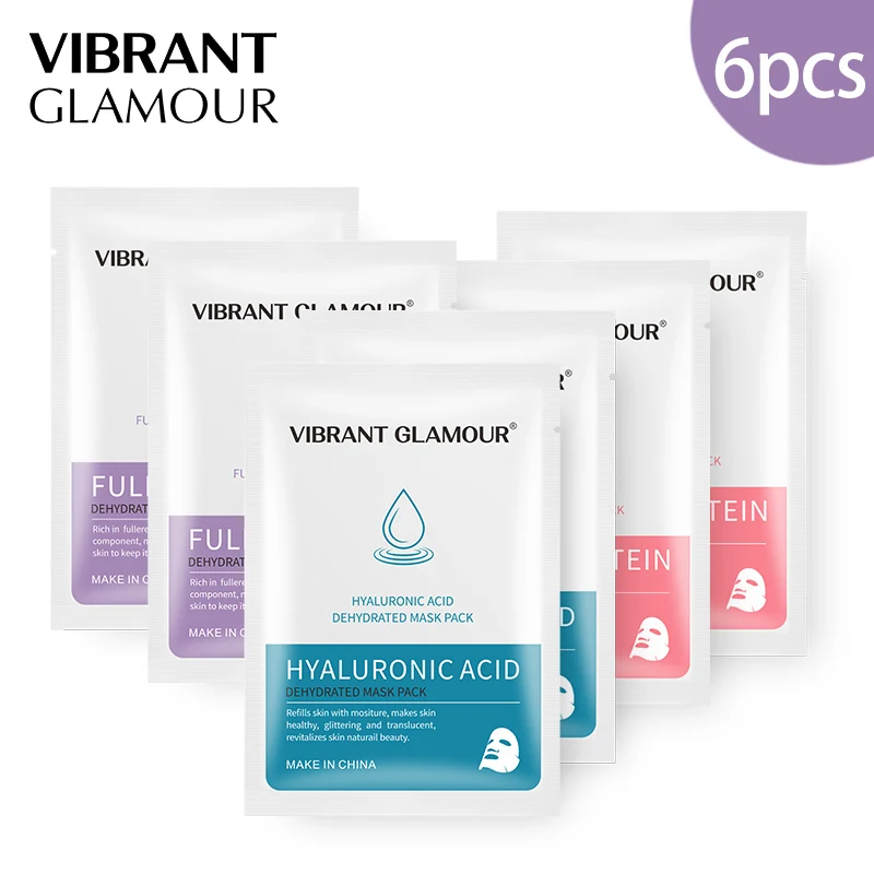 6pcs VG 3 типа маска для лица Fullerene сывороточный белок гиалуроновая кислота маска для подтягивания кожи лица против морщин акне осветляет черные пятна - Цвет: 6pcs