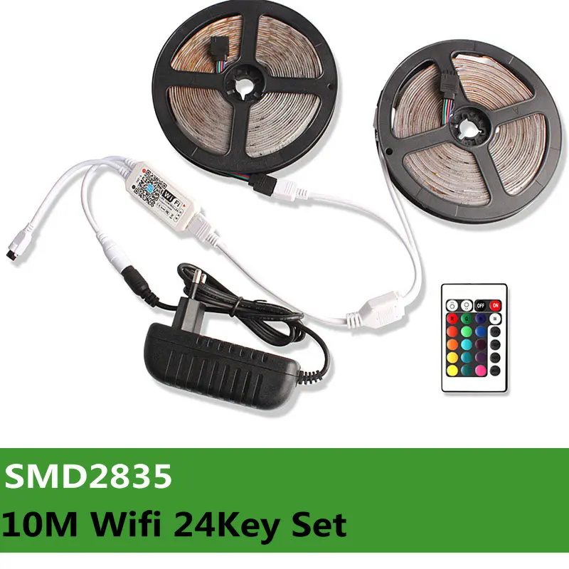 10M Wifi Set 5 м 10 м 15 м WiFi Светодиодная лента работает с Amazon Alexa Google Home SMD 2835 12 В RGB лента Светодиодная лента световой полосы Bluetooth набор адаптера - Испускаемый цвет: 10M Wifi Set