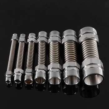 

1/2" 3/4" BSP Metal Connection Corrugated Flexible Pipes Hot Cold Water 304 Steel Supply Hose High Quality Metal Tubing Fittings