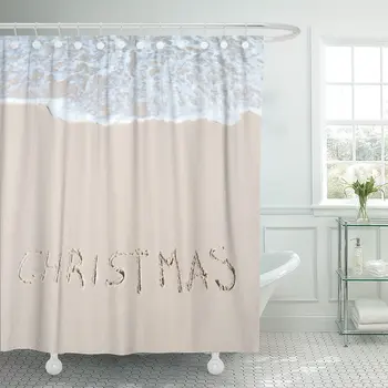 

Abstract Christmas Sign on The Beach Sand Tropical Hot Winter Calendar Shower Curtains Waterproof Polyester Fabric 72 x 72 Inche