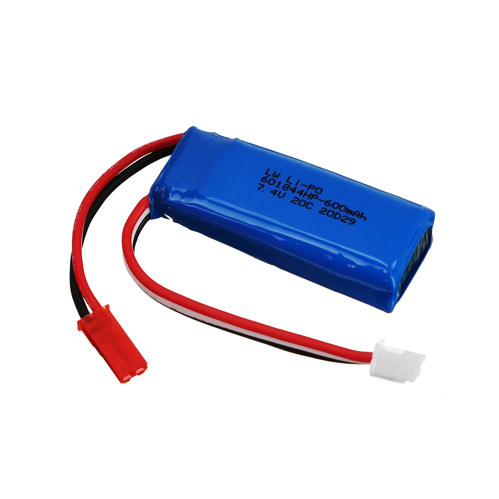 Rechargeable Lithium Batteries 7.4V 600mAh 601844 Lipo Battery for WLtoys K969 K979 K989 K999 P929 P939 RC Car Spare Parts 2s 7.4v 5pcs