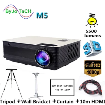 

Poner Saund M5 Full HD Projector Double HIFI speakers Vs led96 bt96 HDMI USB With 10m HDMI Wall Bracket Tripod projetor Vs led96