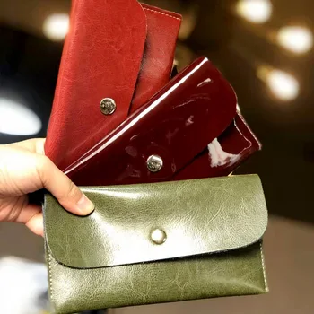 

New Color Full-Grain Leather Ultra-Thin Ladies Leather Crocodile Long Wallet Mobile Phone Bag