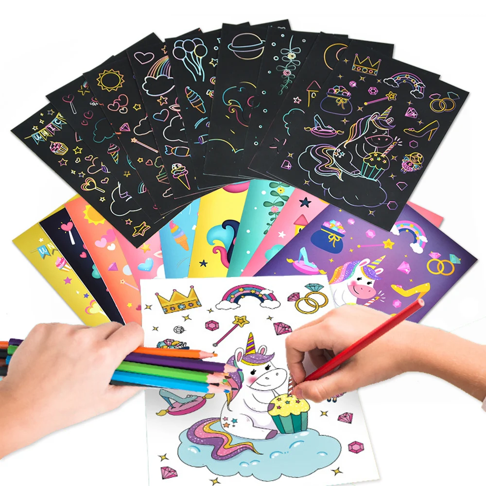 

Magic Color Rainbow Scratch Art Paper Children's Creative Graffiti Paper DIY Scraping Painting Educational Toys Christmas Gift