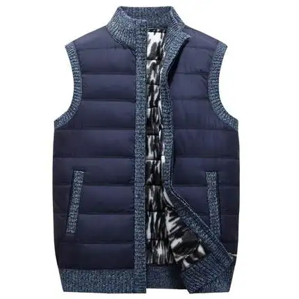 Blue8817 M-3XL кардиган на молнии, мужской жилет, Одноцветный вязаный жилет, мужской повседневный кашемировый флисовый теплый жилет без рукавов, RM50023 - Цвет: Blue8817