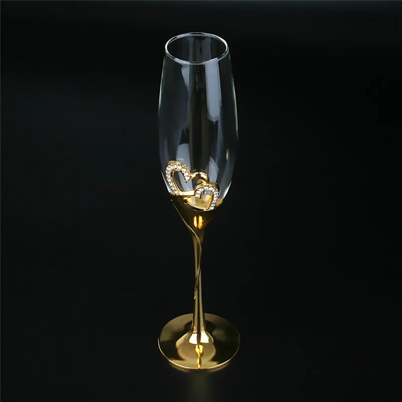 200ml Crystal Champagne Glasses Couple Wedding Gift Party Glass Crystal Glasses Bar Supplies Stemware Golden Wine Glasses Set