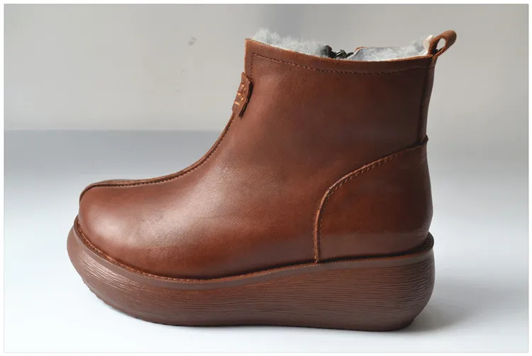 Careaymade/обувь на среднем каблуке из натуральной кожи и шерсти оригинальная теплая женская обувь из овечьей кожи на толстой подошве с мехом