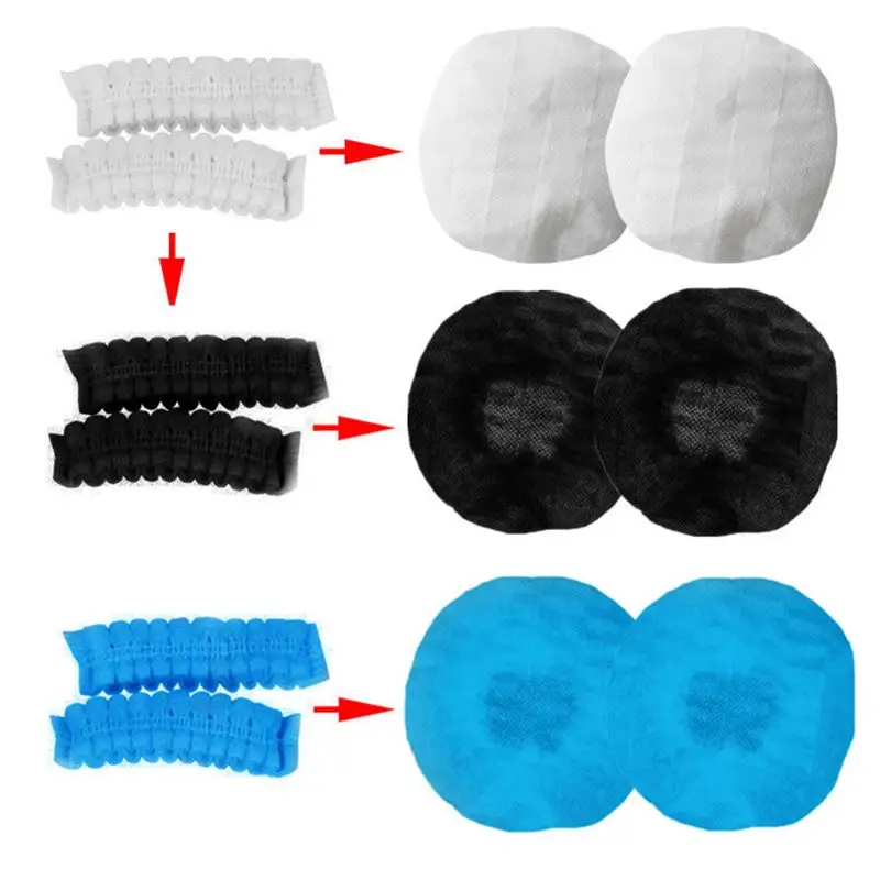 200Pcs Disposable Headphone Cover NonWoven Hygienic Dustproof Sweatproof Stretchable Ear Pad Internet cafes Headsets Accessories