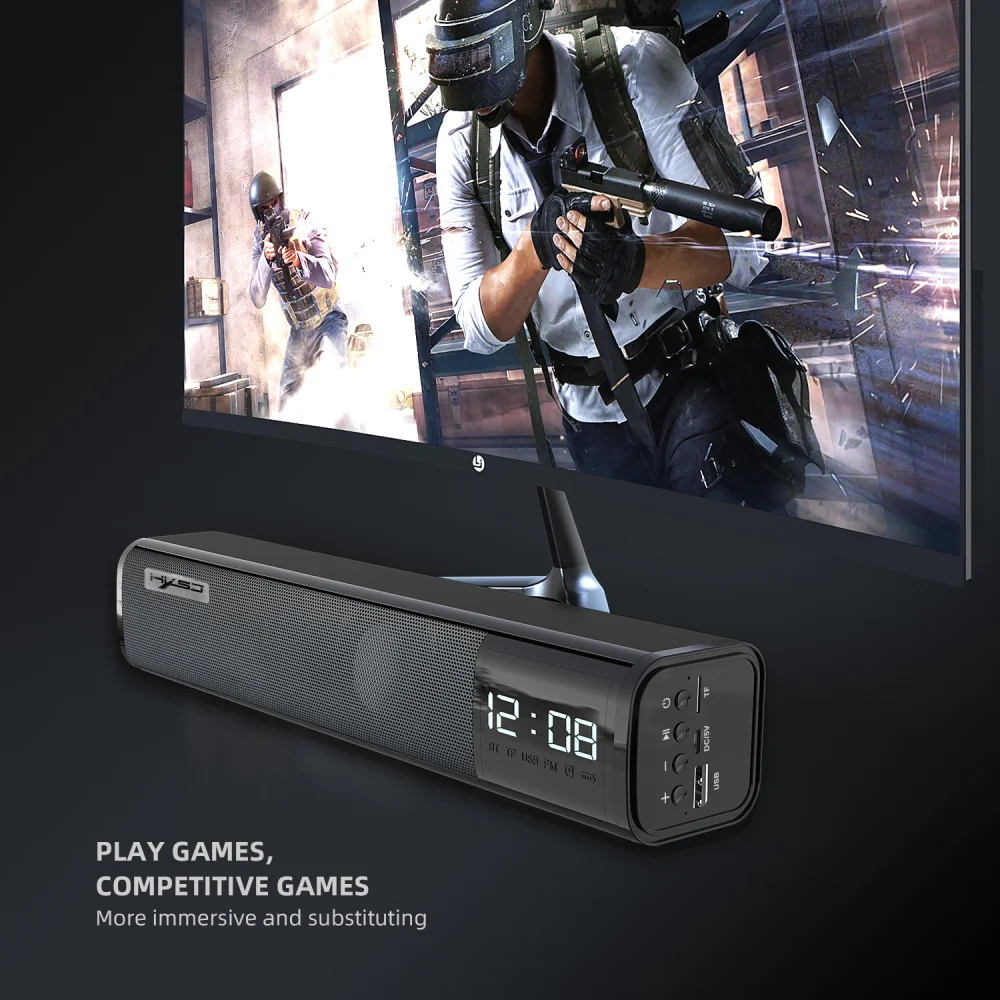New Bluetooth 5.0 Bluetooth Audio 10W Power Built-in 2200 mAh Battery Strip Sound Black Speaker Support TF Card Player