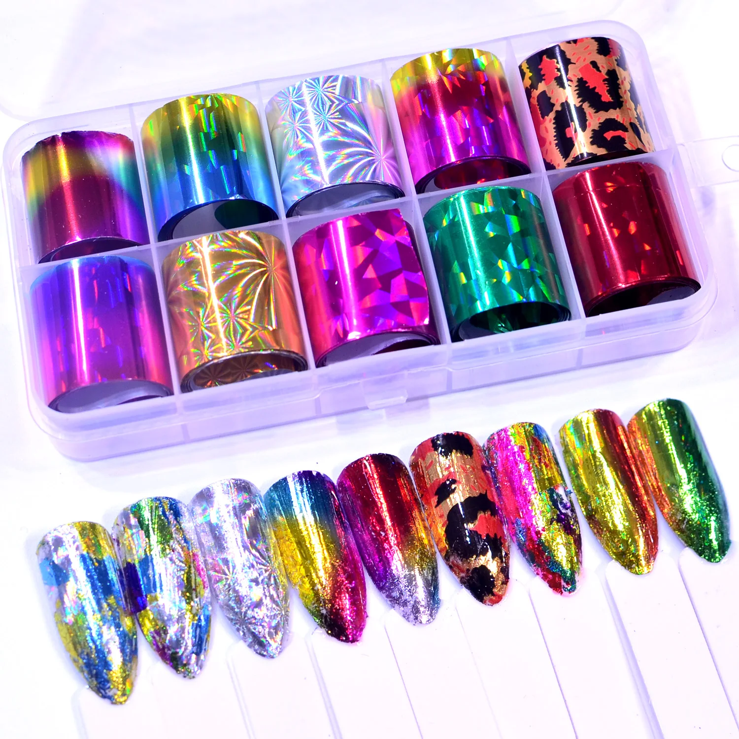 YZWLE 10 PCS жидкость для Фольга Стикеры комплект голографическая Звездное клей Sky обертывания передачи Бумага Мрамор блестящие, для дизайна ногтей Наклейка гель слайдер