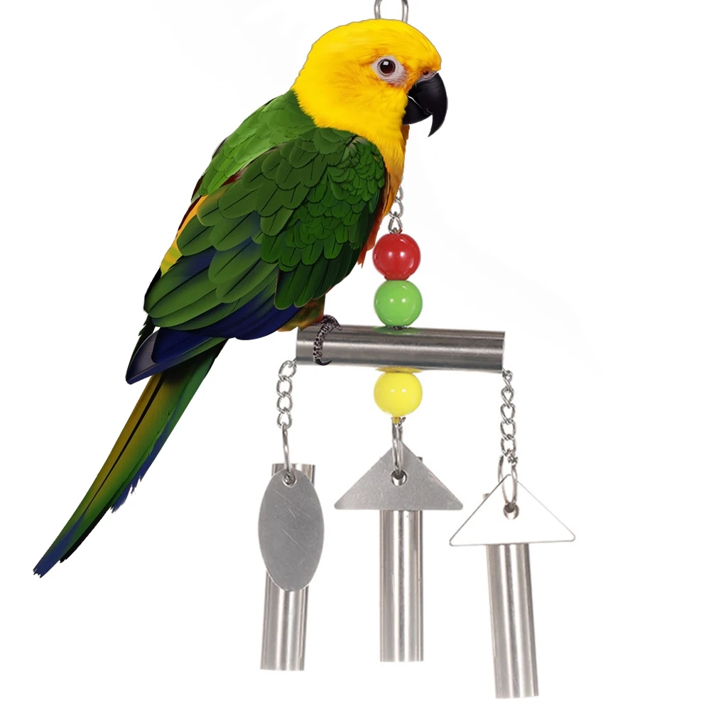 Playing For Pet Cage Swing Funny Stainless Steel Medium Birds Standing Interactive Parrot Toy Gift Large Hanging Bells