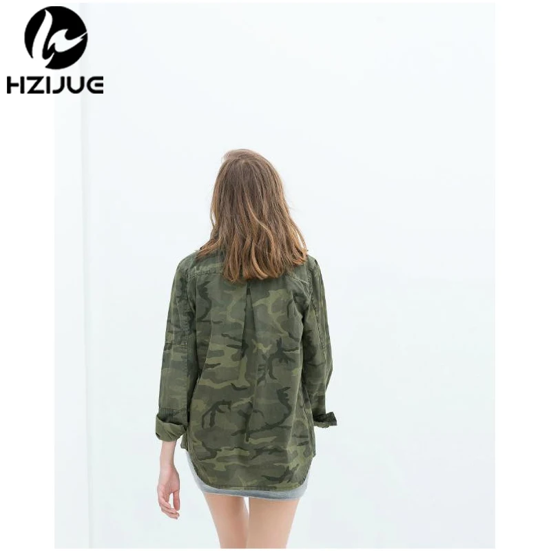 HZIJUE модная одежда с длинными рукавами chaqueta militar пальто Для женщин зеленые куртки в стиле милитари с вышивкой из Для женщин жакет, блузы, пальто
