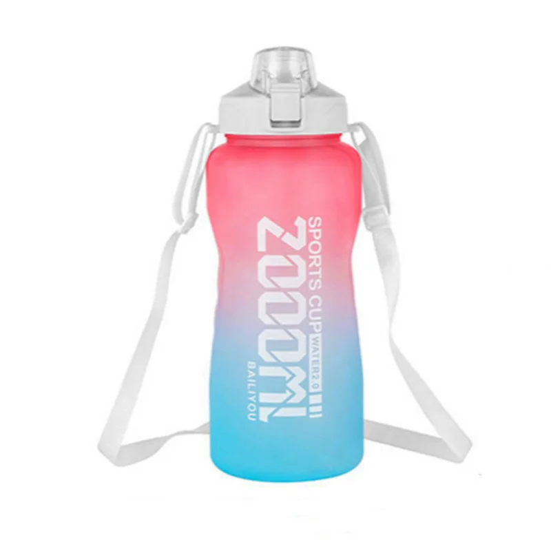 

2000ml High Capacity Outdoor Sports Water Cup With Scale Rope Strap Kettle Cycling Travel Tritan PP Water Bottle Drop Shopp J180