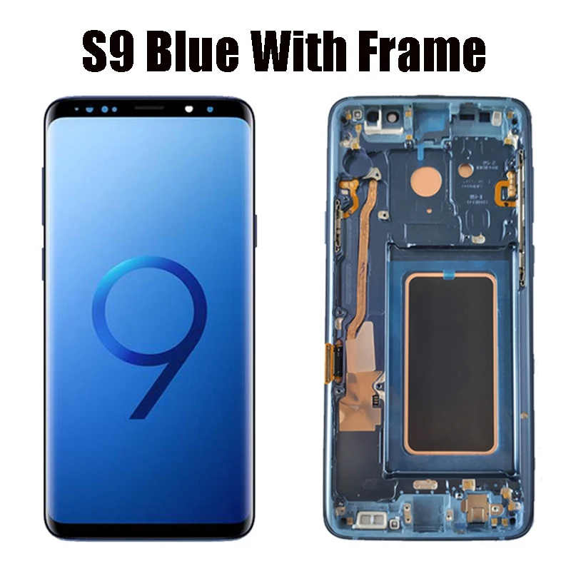 5,8 ''Супер Amoled дисплей для SAMSUNG Galaxy S9 G9600 lcd с кодирующий преобразователь сенсорного экрана в сборе Замена Ремонт - Цвет: S9 Blue With Frame
