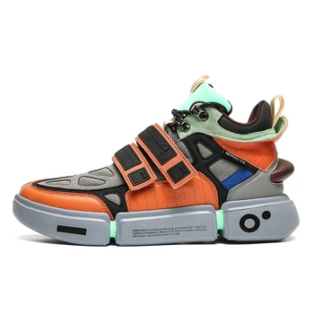 

ALDOMOUR Sneakers Students Wild Running Shoes 2019 New Chinese Style High Top Stitching Trend Old Shoes Men's Autumn Shoes F