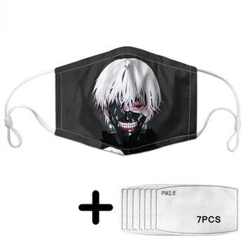 

Tokyo Ghoul Print Face Mouth Masks with 7pcs PM2.5 Anti Air Dust Mask for Women Mascherine Evil Smile Pattern CustomJin Muyan