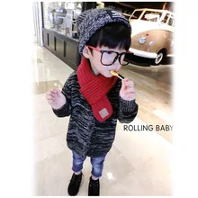 Модный детский вязаный однотонный шарф, плотные зимние теплые шейные шарфы для мальчиков и девочек J9