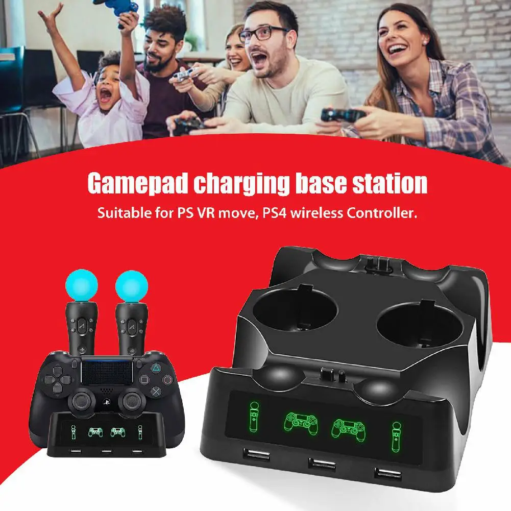 

BEESCLOVER 4 in 1 Controller Charger Dock Quick Charging Station Stand for PS4/MOVE/PS4 VR for PS4 Wireless Controller r20