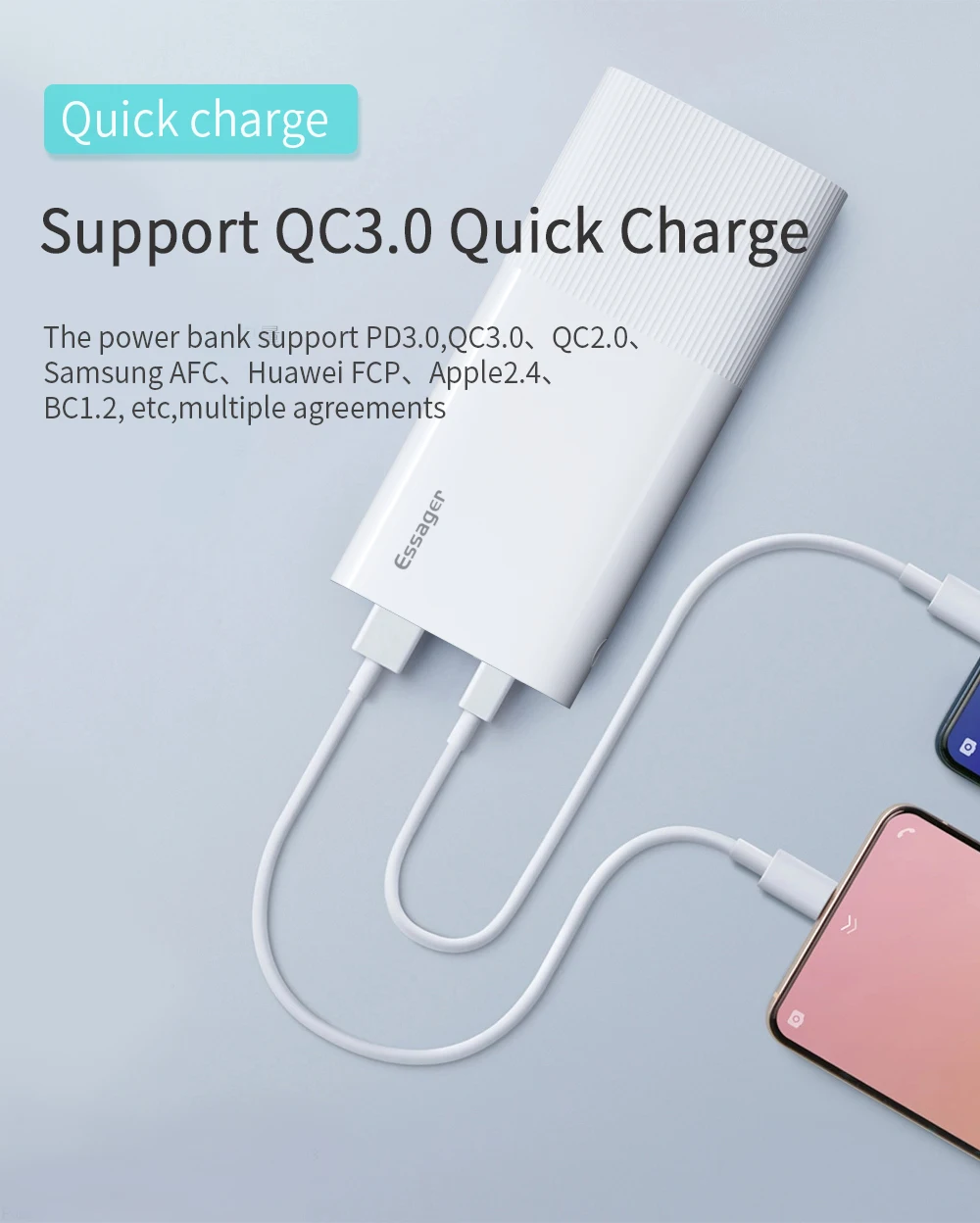 Essager Power Bank 20000mAh USB Type C PD QC 3.0 Powerbank Portable External Battery Pack Charger For Xiaomi 20000 mAh Poverbank type c power bank