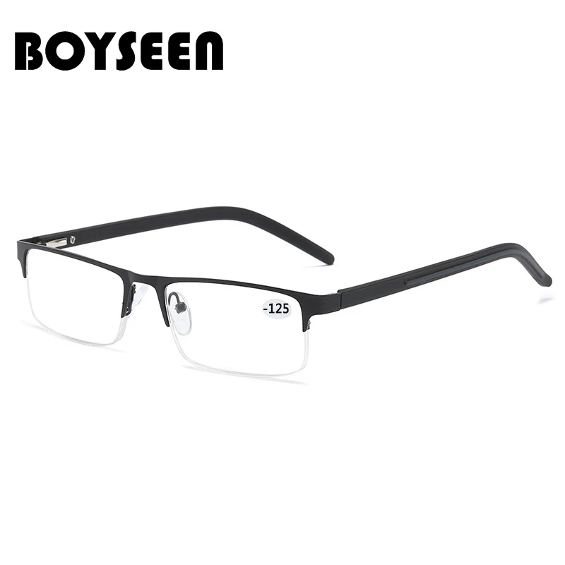 BOYSEEN Titanium alloy Nearsighted Glasses Non spherical 12 Layer Coated Minus lenses Business Myopia Eyeglasses -0.5 -1.0 -1.25