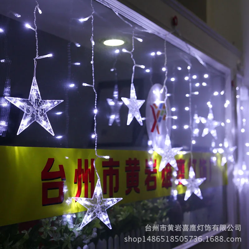 

LED Five-pointed Star Curtain Lights Stars Anchor Background Light Christmas New Year Wedding Decorative Lights a Generation of
