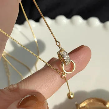 Hot 925 Sterling Silver Circle Necklace Female Shiny Small Round Bead Pendant Exquisite Choker Party Gift For Ladies  SNK028