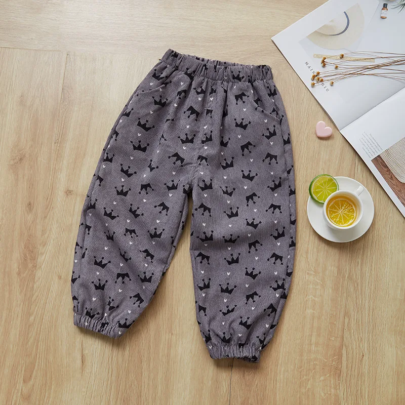 crown gray Детские штаны на осень и зиму вельветовые брюки для детей, цветные спортивные штаны для мальчиков, трусики для девочек, джинсы для подростков, От 1 до 10 лет - Цвет: crown gray