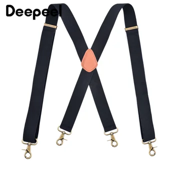 

Deepeel 1pc 3.5X120cm Men 4 Clip Buckles Suspenders Adjustable X-shaped Bronze Clasp Hook Suspenders Pants Decor Strap SP026
