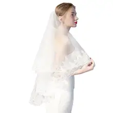 Двухслойная белая свадебная фата с блестками, кружевная свадебная вуаль Edg для невесты, для женщин, для помолвки, вечерние, свадебные аксессуары