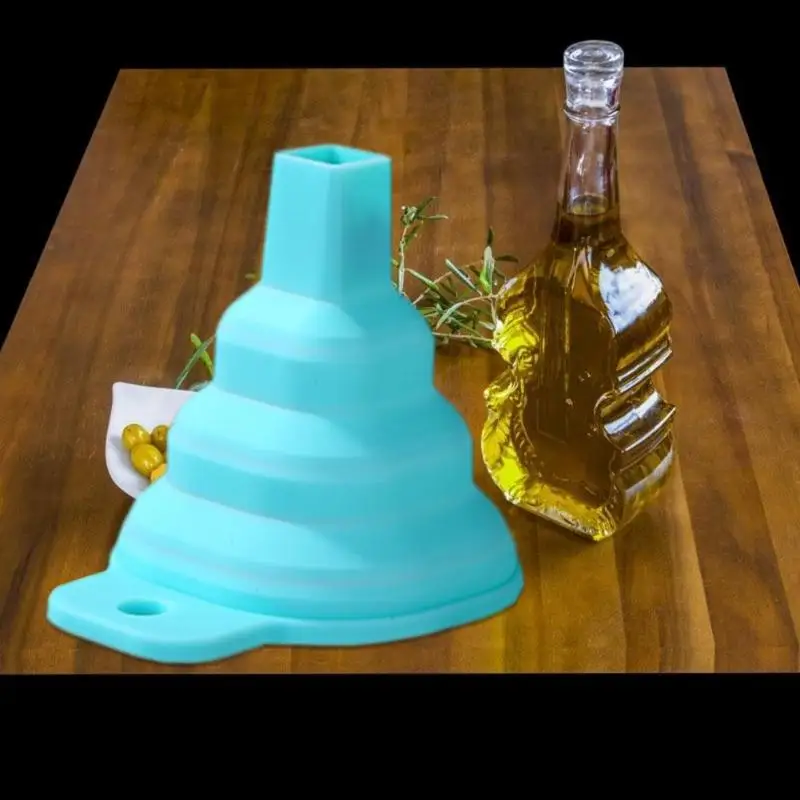 1pcs Mini funnel folding colorful silicone folding style funnel folding portable funnels hang Multifunction kitchen tool