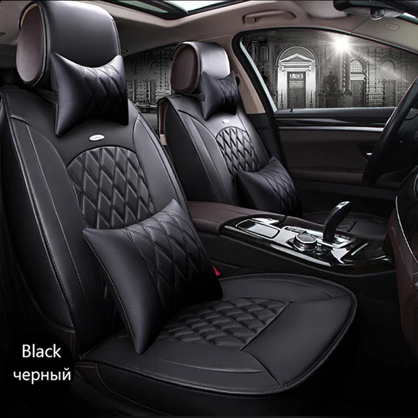 Black with pillow Флэш-память коврик универсальный кожаные чехлы для сидений автомобиля Toyota Corolla Camry Rav4 Auris Prius Yalis Avensis 4runner Hilux Авто Стайлинг - Название цвета: Black with pillow