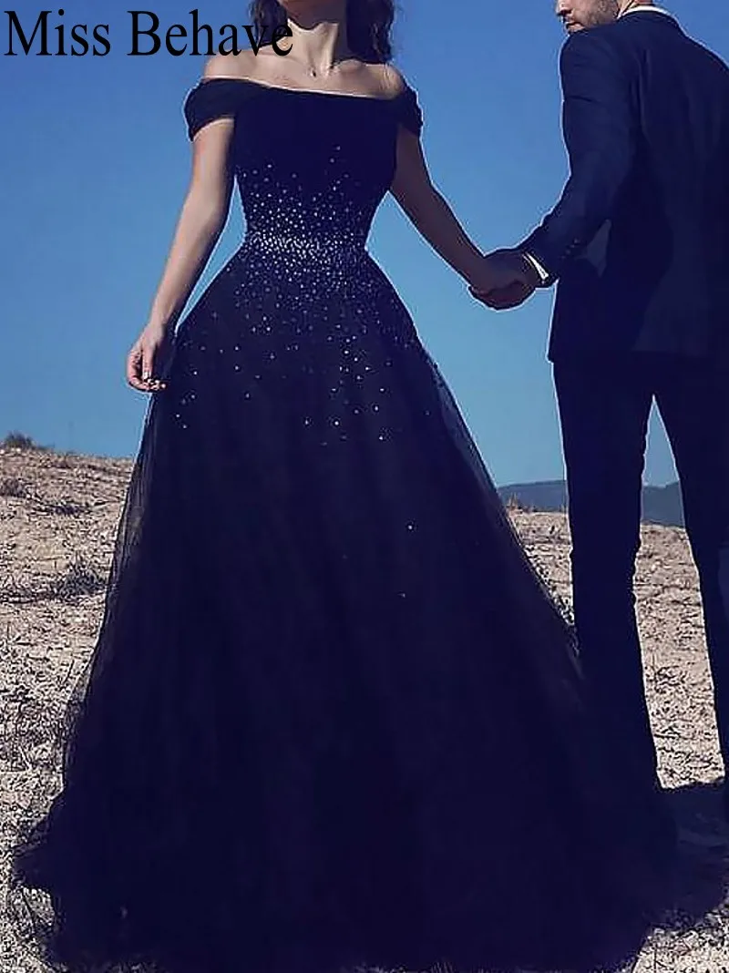 

DD JYOY Black Evening Dress Plus Size A Line Seuqined Long Formal Dresses Evening Gowns Party Lace Up Back robe soiree