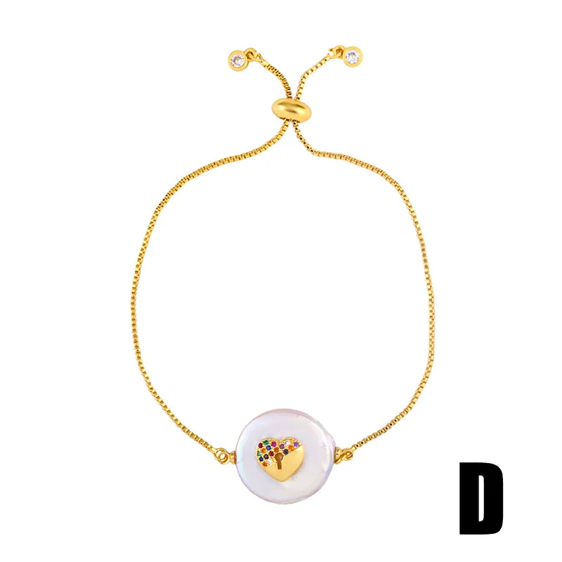 Модные дизайнерские геометрические круглые браслеты с натуральным абалоном, большие жемчужины, Красочные CZ браслеты с сердечками и звездами, золотые браслеты на цепочке, вечерние ювелирные изделия