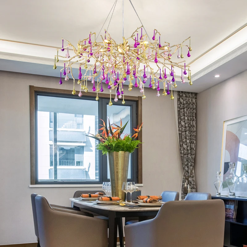American copper chandelier duplex building large chandelier living room lamp crystal lamp luxury hotel restaurant sales