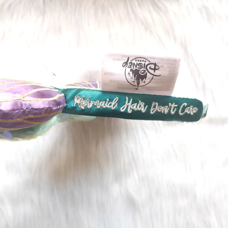 Disney Mickey Mouse Mermaid Ariel Headband Disneyland Minnie Ears Sequins Purple Headwear Children Boy Girl Beauty Toys Gift