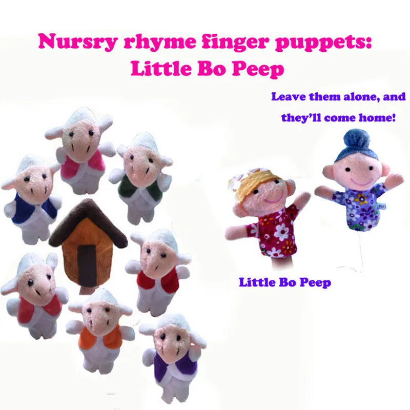 The Nursery Rhyme Finger Puppets Plush Toys Cartoon Little Bo Peep Bed Time Story Dolls Baby Kids Educational Toys 10pcsset